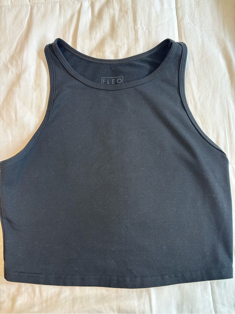 Fleo Black High-Neck Crop Tank